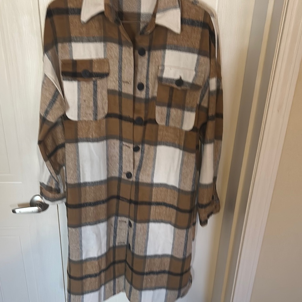 Plaid Button-Up Shirt Jacket